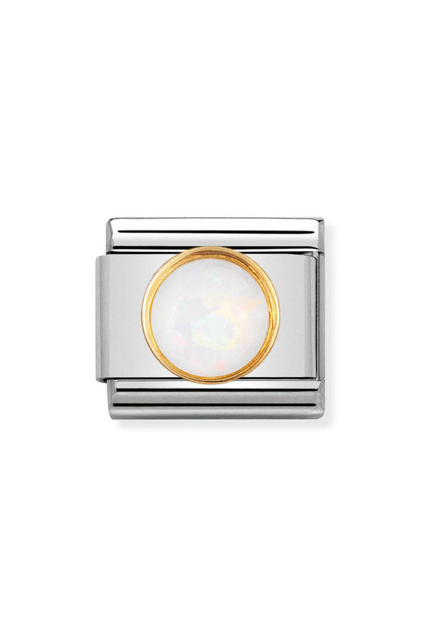 Nomination Composable Classic Link Round Stones Opal in 18k gold
