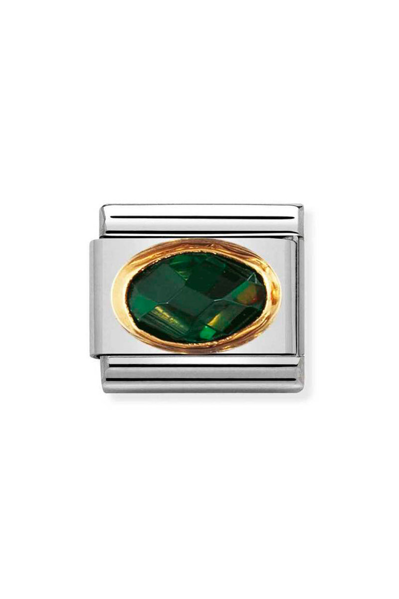 Nomination Composable Classic Link Faceted Emerald Green Cubic Zirconia in 18k gold
