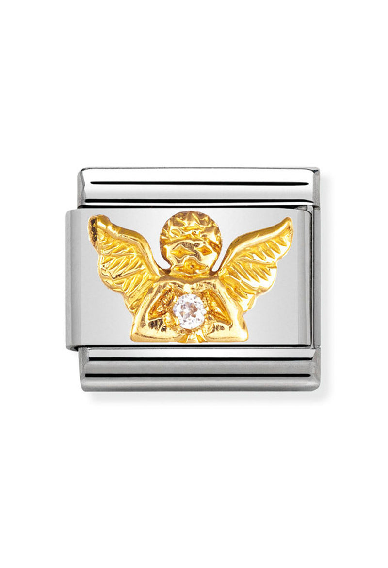 Nomination Composable Classic Link Daily Life Angel in 18k gold and Cubic Zirconia