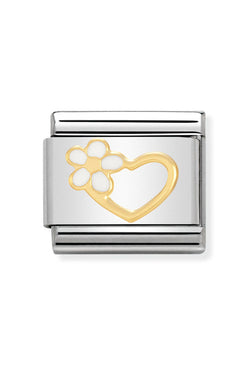 Nomination Composable Classic Link Love 1 Heart With Flower in 18k gold