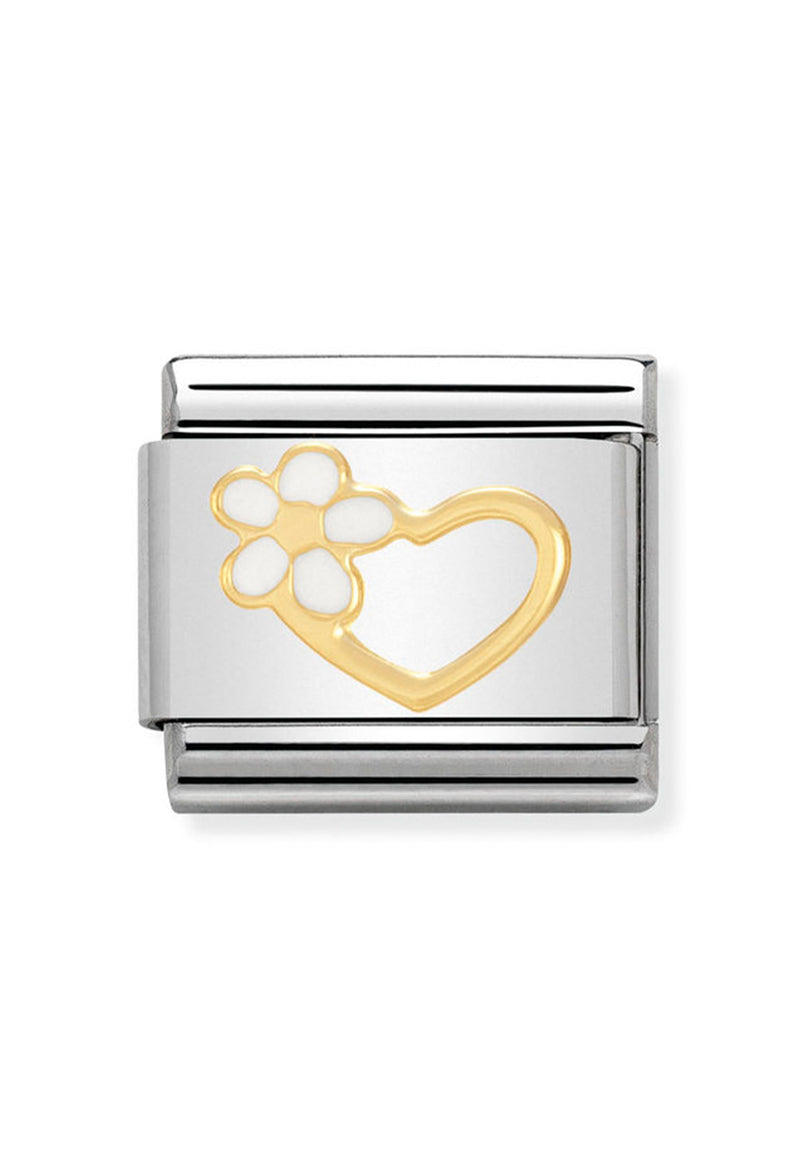 Nomination Composable Classic Link Love 1 Heart With Flower in 18k gold