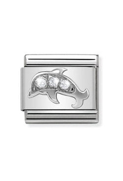 Nomination Composable Classic Link CL Symbols Dolphin in Cubic Zirconia and 925 Silver *