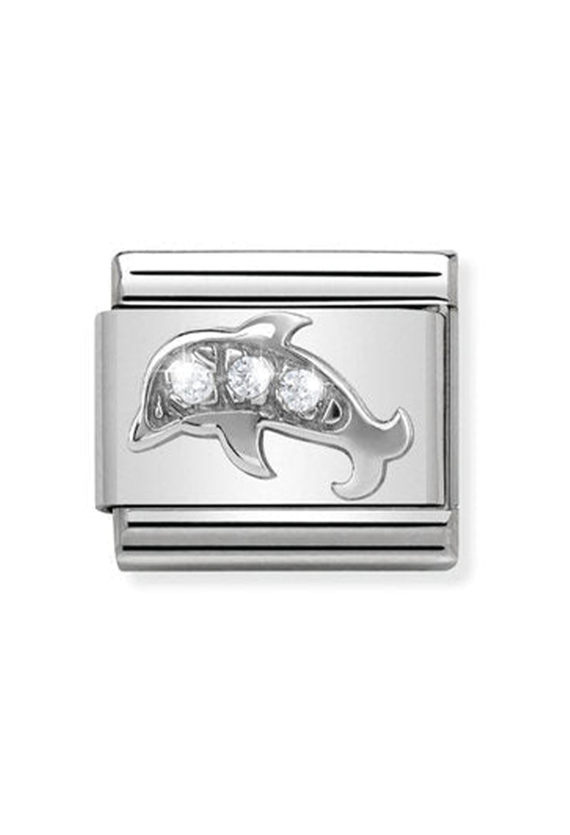 Nomination Composable Classic Link CL Symbols Dolphin in Cubic Zirconia and 925 Silver *