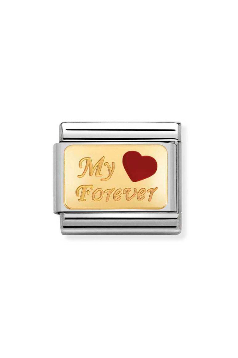 Nomination Composable Classic Link Plates My Forever in Steel Enamel and 18k Gold