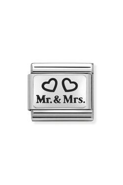 Nomination Composable Classic Link OXIDIZED PLATES MR & MRS in Steel and 925 Silver