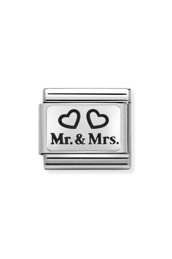 Nomination Composable Classic Link OXIDIZED PLATES MR & MRS in Steel and 925 Silver