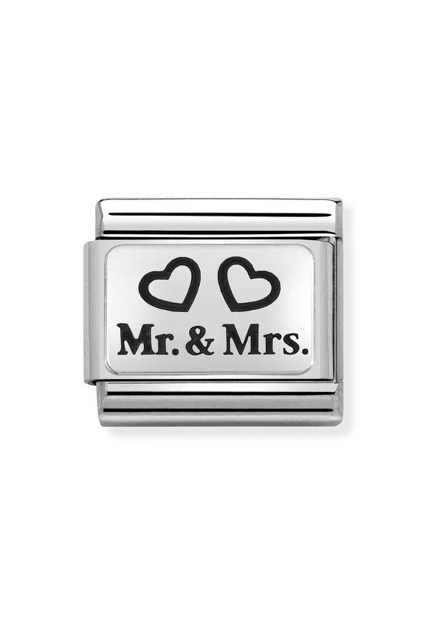 Nomination Composable Link Oxidized Plates Mr Mrs Steel 925