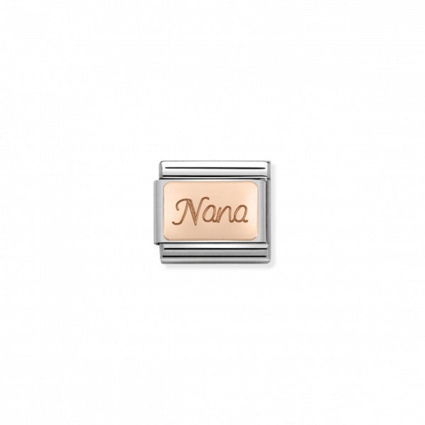 Nomination Composable Classic Link ENGRAVED WRITINGS NANA in Steel & Gold 375