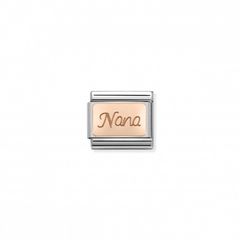 Nomination Composable Classic Link ENGRAVED WRITINGS NANA in Steel & Gold 375