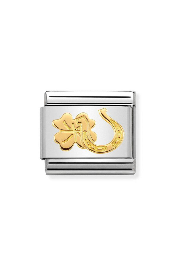 Nomination Composable Classic Link Horseshoe amd Four-Leaf Clover in 18ct Gold