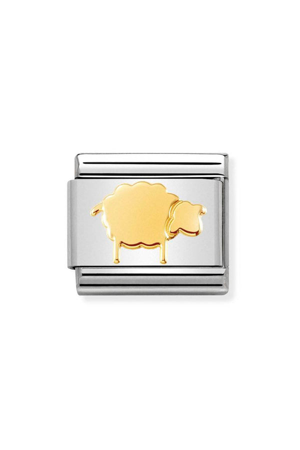 Nomination Composable Classic Link Animals (Earth) Seated Sheep in Stainless Steel with 18k Gold