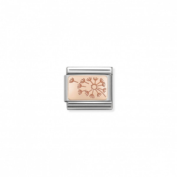 Nomination Composable Classic Link PLATES DANDELION CLOCK in Stainless Steel with 9K Rose Gold