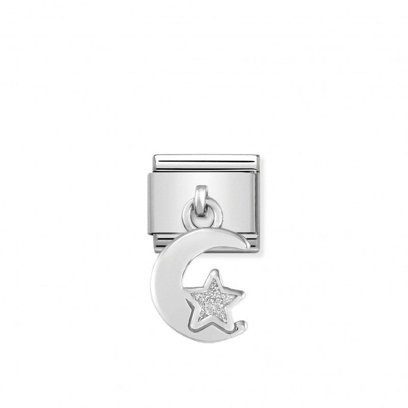 Nomination Composable Classic Link CHARMS MOON AND STAR in Steel, 925 Silver and Enamel