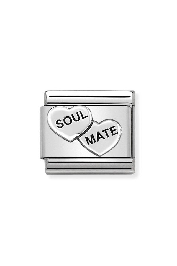 Nomination Composable Classic Link Oxidized Symbols Soul Mate Hearts in Stainless Steel and Sterling Silver