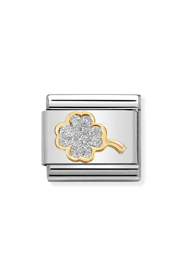 Nomination Composable Classic Link Glitter Four-Leaf Clover in 18ct Gold