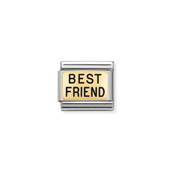Nomination charm featuring "BEST FRIEND," perfect for celebrating friendship on a composable bracelet.