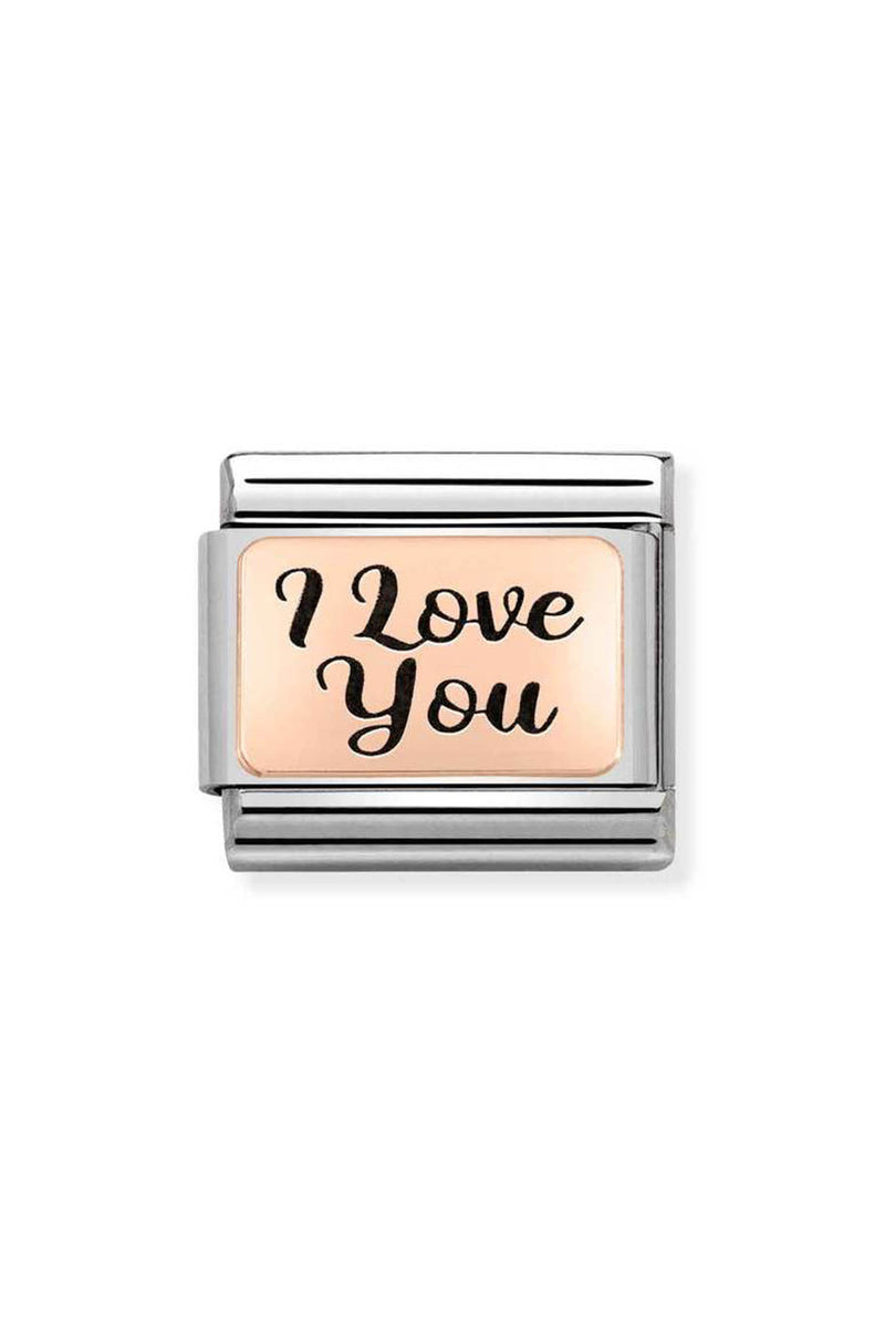 Nomination Composable Classic PLATES I Love You in Steel, 9K Rose Gold