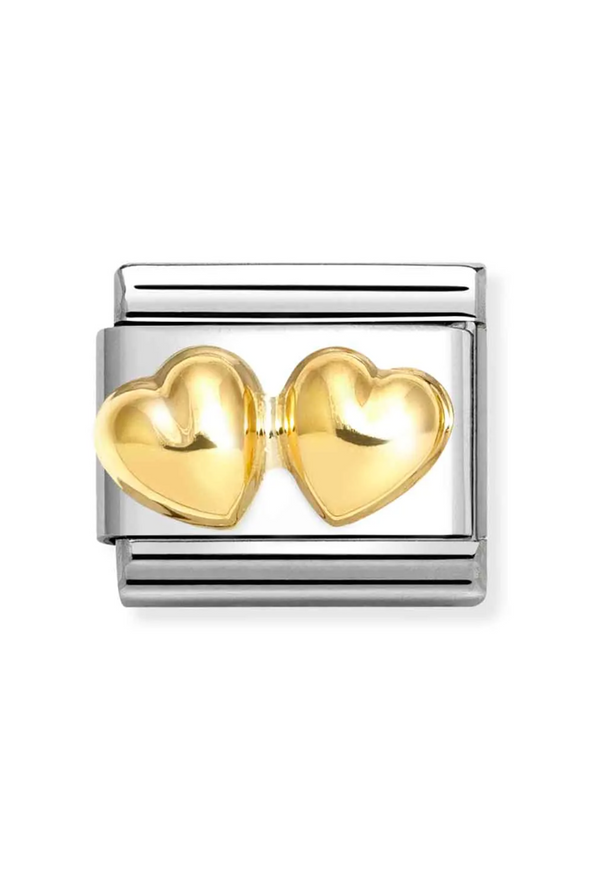 Nomination Composable Classic Link Double Raised Hearts in Gold
