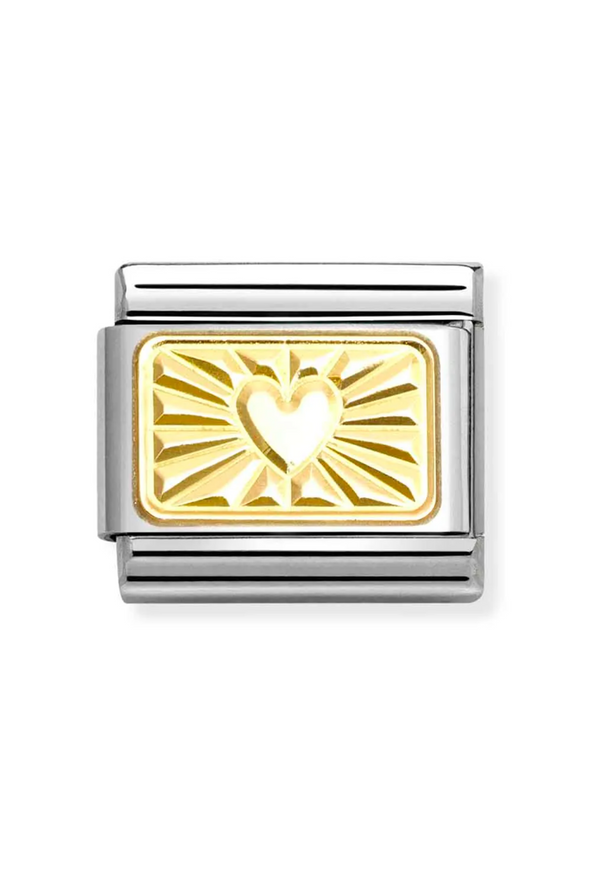 Nomination Composable Classic Link Diamond Cut Heart in Gold