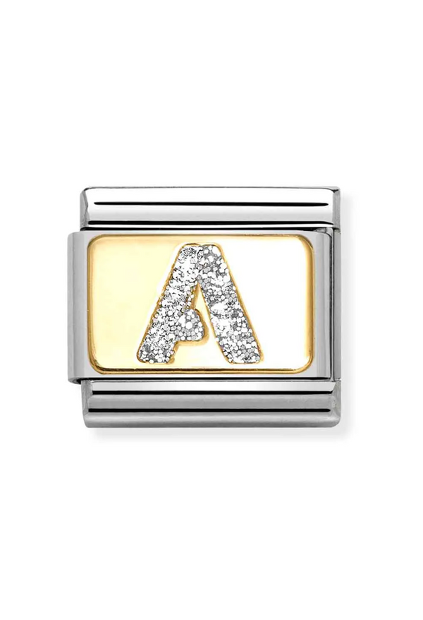 Nomination Composable Classic Link Glitter Letter A in Gold