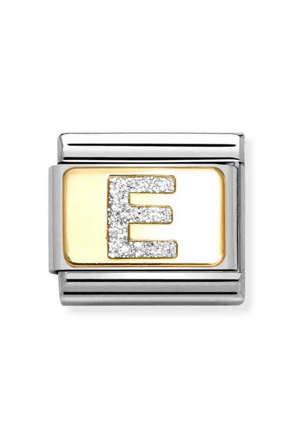 Nomination Composable Classic Link Glitter Letter E in Gold