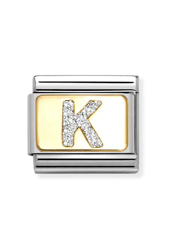 Nomination Composable Classic Link Glitter Letter K in Gold