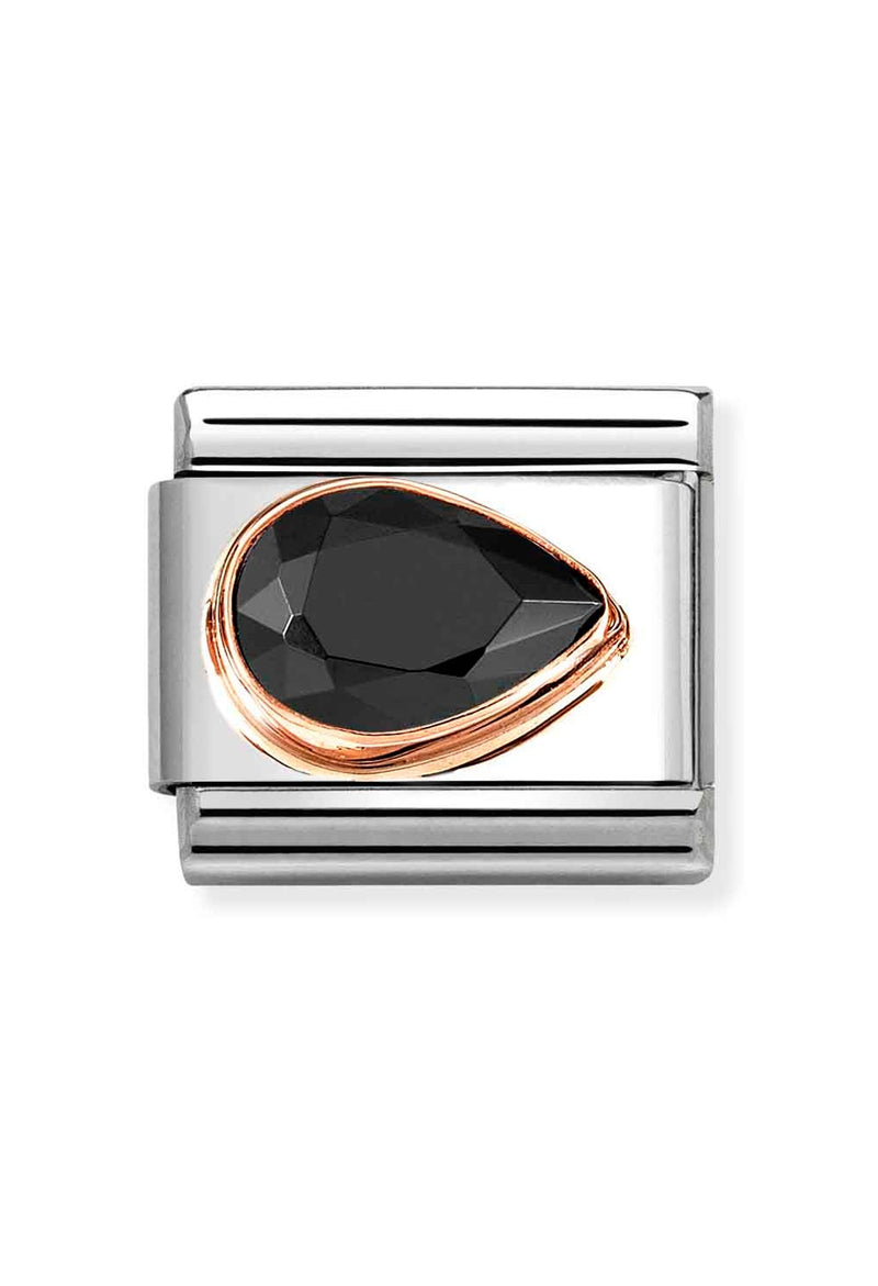Nomination Composable Classic Link Right Pear Shape Black in Rose Gold *