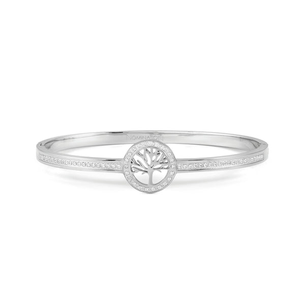 Nomination Tree of Life bangle bracelet. Steel, decorated with Cubic Zirconia stones, jewelry.