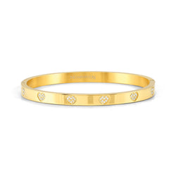 Nomination Pretty Bangle: gold-plated bracelet featuring sparkling CZ pave hearts. Elegant jewelry.
