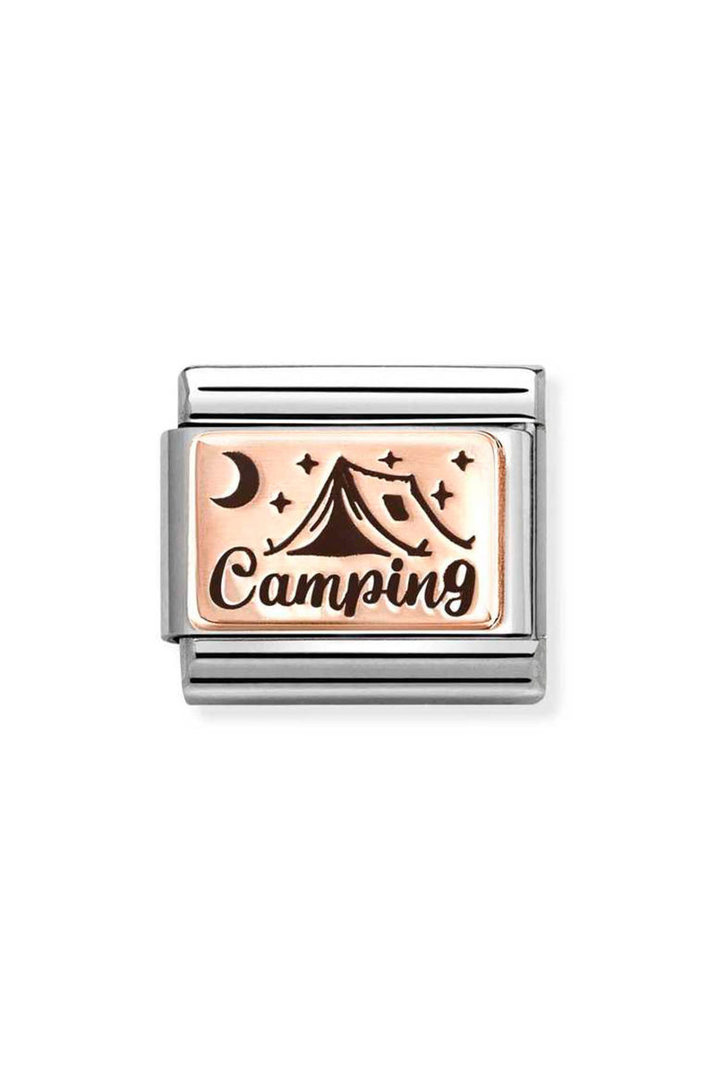 Nomination Composable Classic PLATES Camping in Steel, 9K Rose Gold
