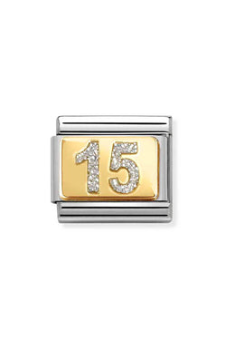 Nomination Composable Classic GLITTER PLATES 15 in Steel, Enamel and 750 Gold