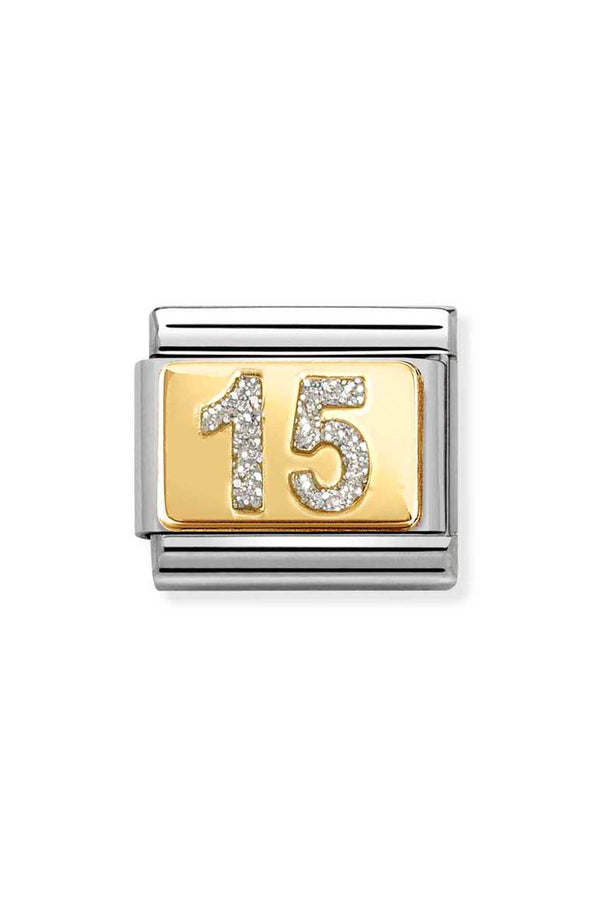 Nomination Composable Classic GLITTER PLATES 15 in Steel, Enamel and 750 Gold