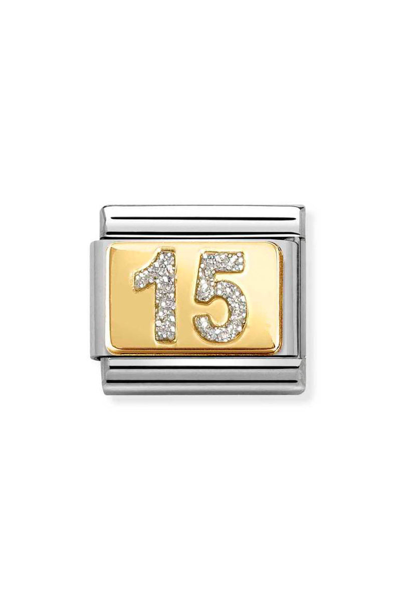 Nomination Composable Classic GLITTER PLATES 15 in Steel, Enamel and 750 Gold