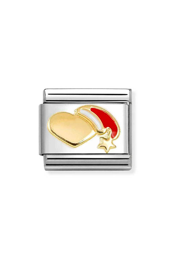 Nomination Composable Classic Link Heart With Red Hat in 18k gold
