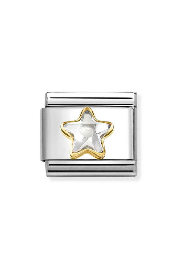 Nomination Composable Classic Link Faceted Clear Star in Gold