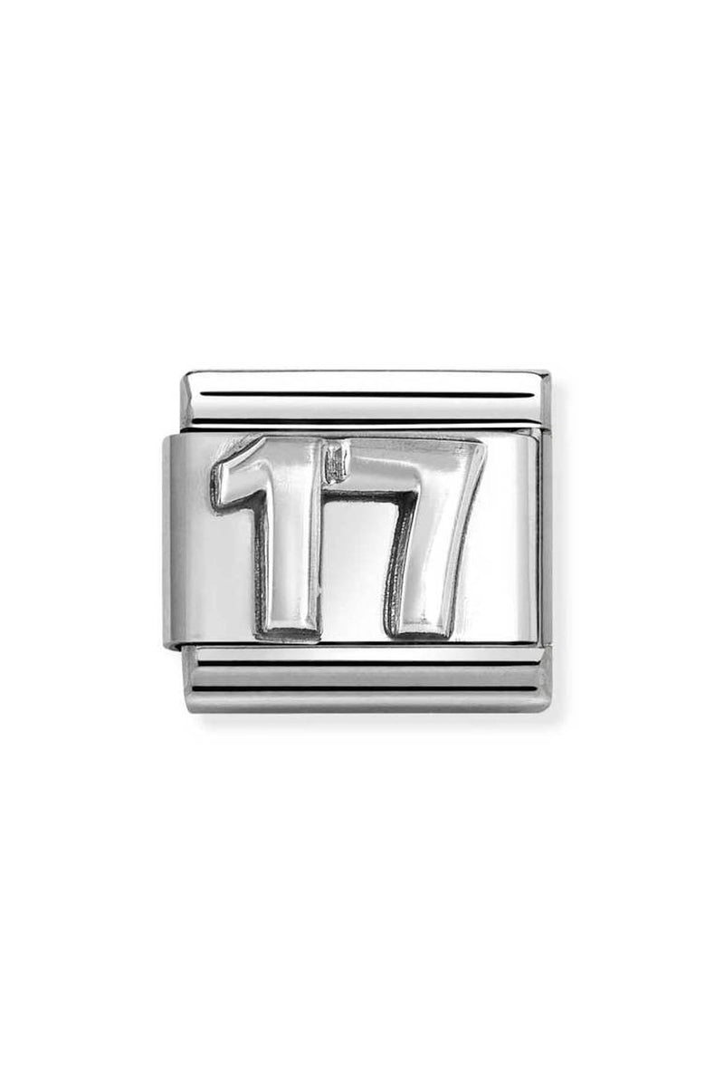 Silver charm with the number 17.