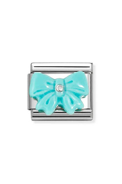 Nomination Composable Classic Turquoise Resin Bow Link in Silver