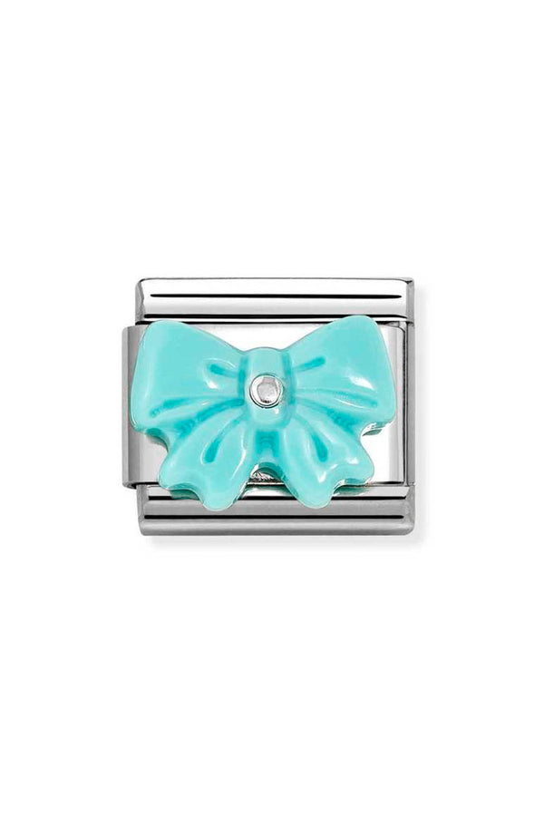 Nomination Composable Classic Turquoise Resin Bow Link in Silver