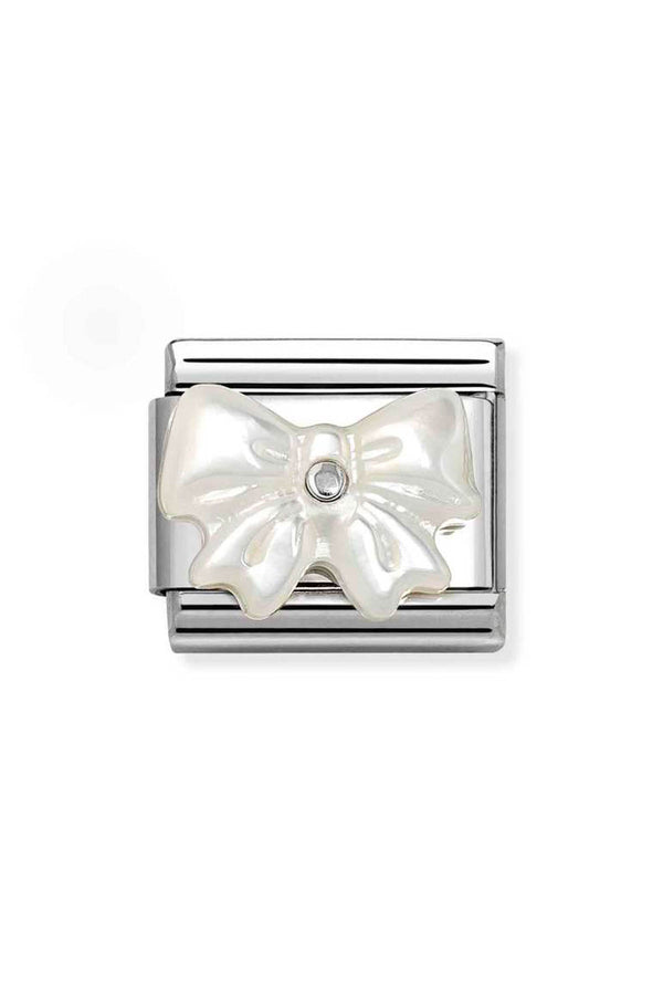 Nomination Composable Classic Mother Of Pearl Resin Bow Link in Silver