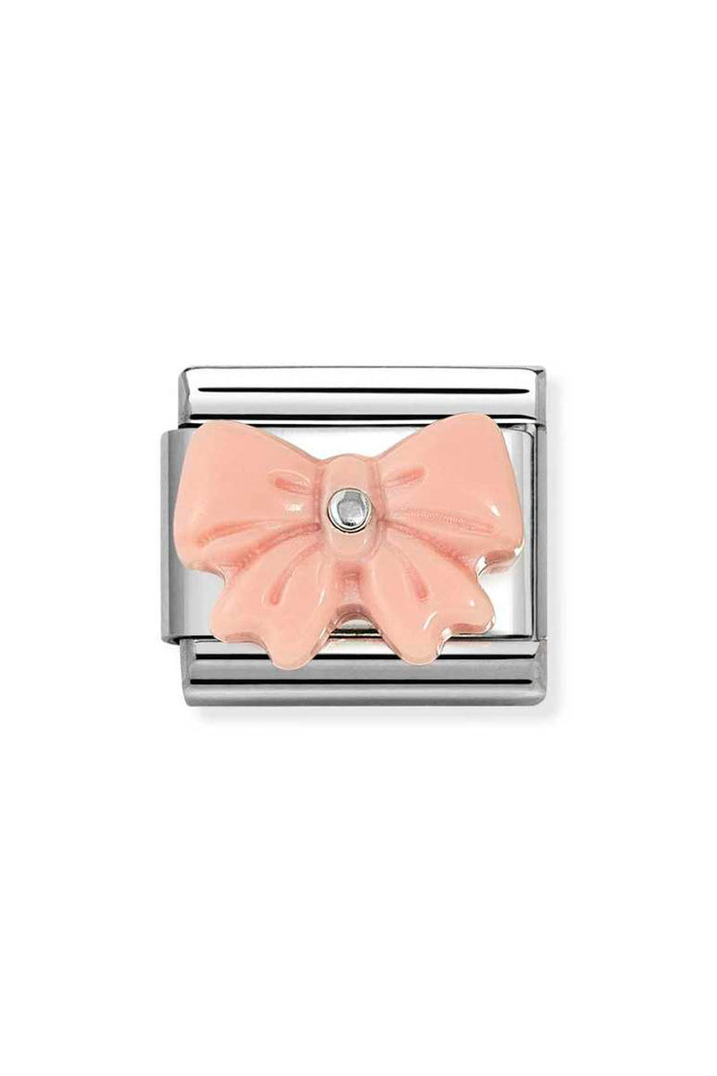 Composable Silver, Pink Resin Bow Charm 330509/21
