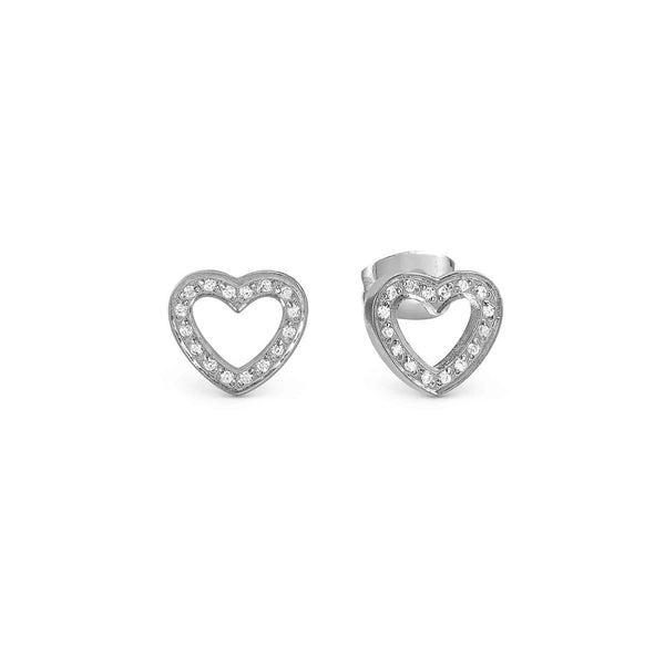 Nomination Soffio D'Amore heart stud earrings, silver stainless steel with cubic zirconia, from Nomination Italy at OD’s Jewellers in St Helens