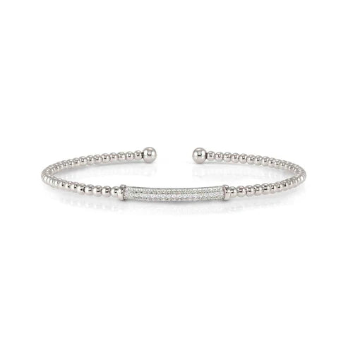 Nomination Fashion Pave CZ Rigid Beaded Bangle 925 Silver