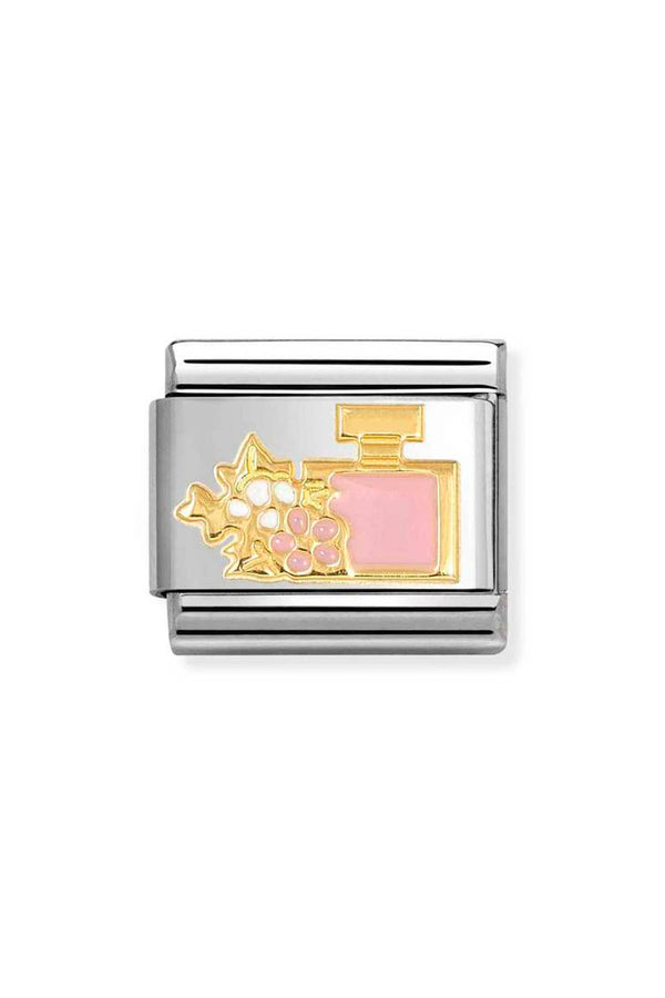Nomination Composable Classic Symbols Perfume Bottle With Flowers in Steel, Enamel and 18k Gold