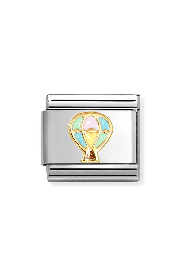 Nomination Composable Classic SYMBOLS Hot Air Balloon in Steel, Enamel and 18k Gold