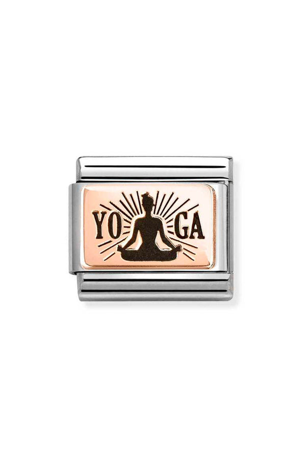Nomination Composable Classic PLATES Yoga Meditation in Steel, 9K Rose Gold