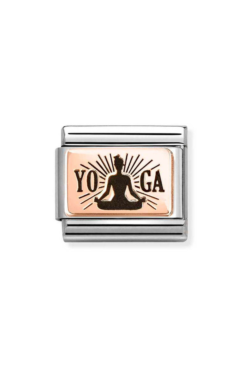 Nomination Composable Classic PLATES Yoga Meditation in Steel, 9K Rose Gold