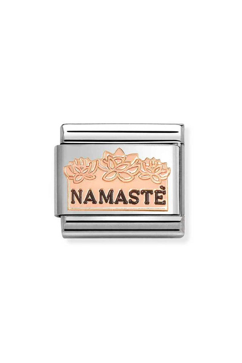 Nomination Composable Classic Link SYMBOLS Namaste` in Steel, Rose Gold 375