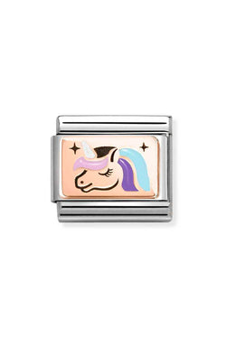 Nomination Composable Classic PLATES Unicorn in Steel, 9K Rose Gold