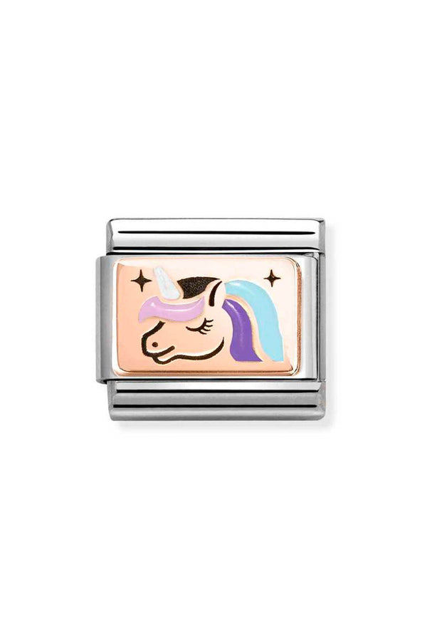 Nomination Composable Classic PLATES Unicorn in Steel, 9K Rose Gold