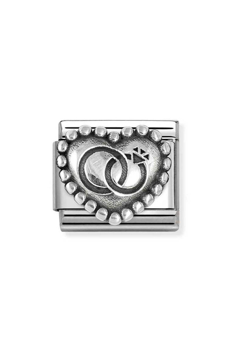 Nomination Composable Classic Oxidized Link Wedding Rings in Stainless Steel and Sterling Silver